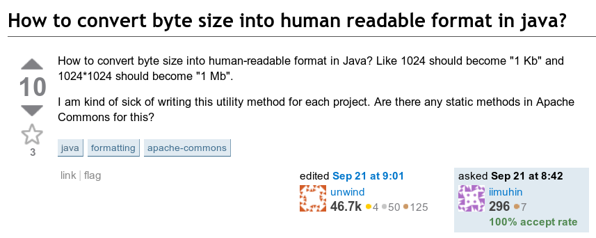 How to convert byte size into human-readable format in Java? Like 1024 should become '1 Kb' and 1024*1024 should become '1 Mb'.