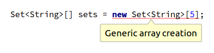 Screenshot of array creation error message